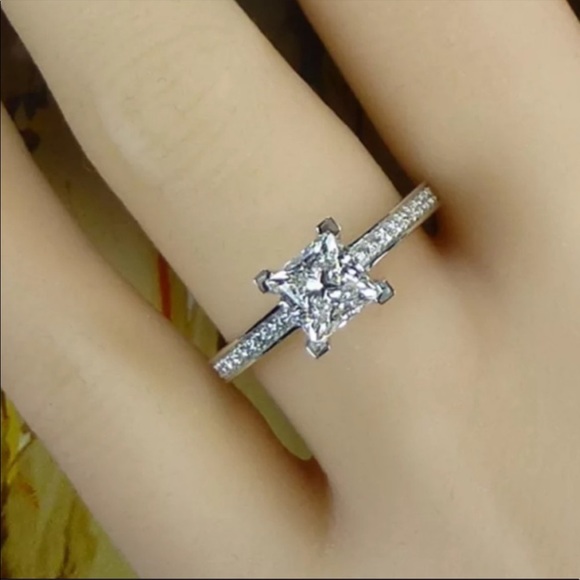 NEW 925 STERLING SILVER DIAMOND ENGAGEMENT RING - Picture 3 of 4